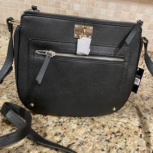 Hilary Radley Maya Crossbody Black Leather Women's Handbag  with Padlock - New